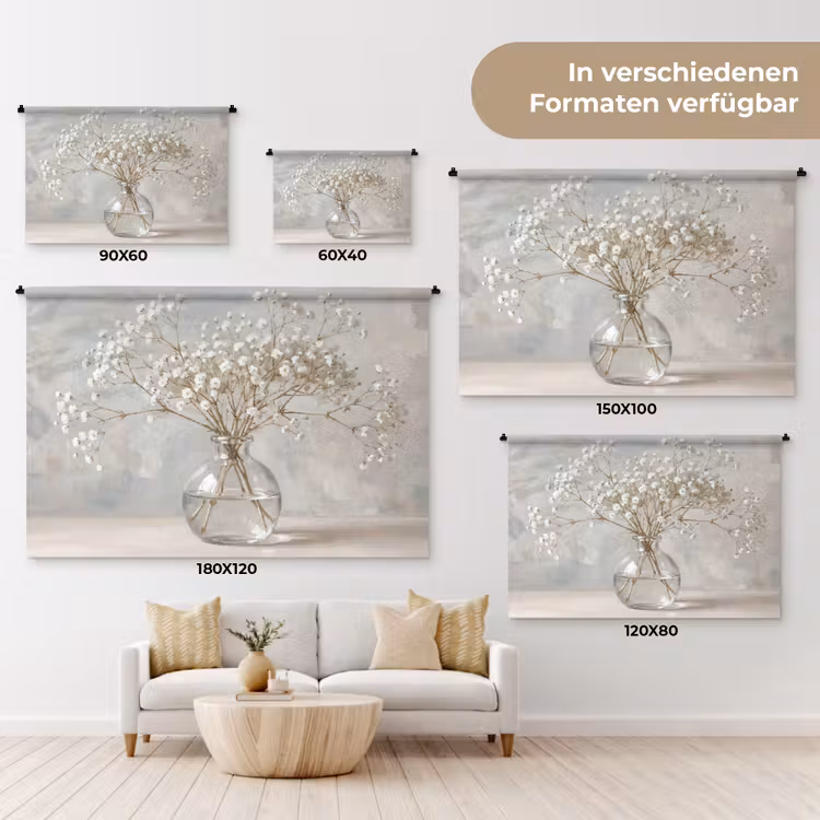 Vaas - Gipskruid - Wit Wandkleed katoen klein -tsfeer8_DE