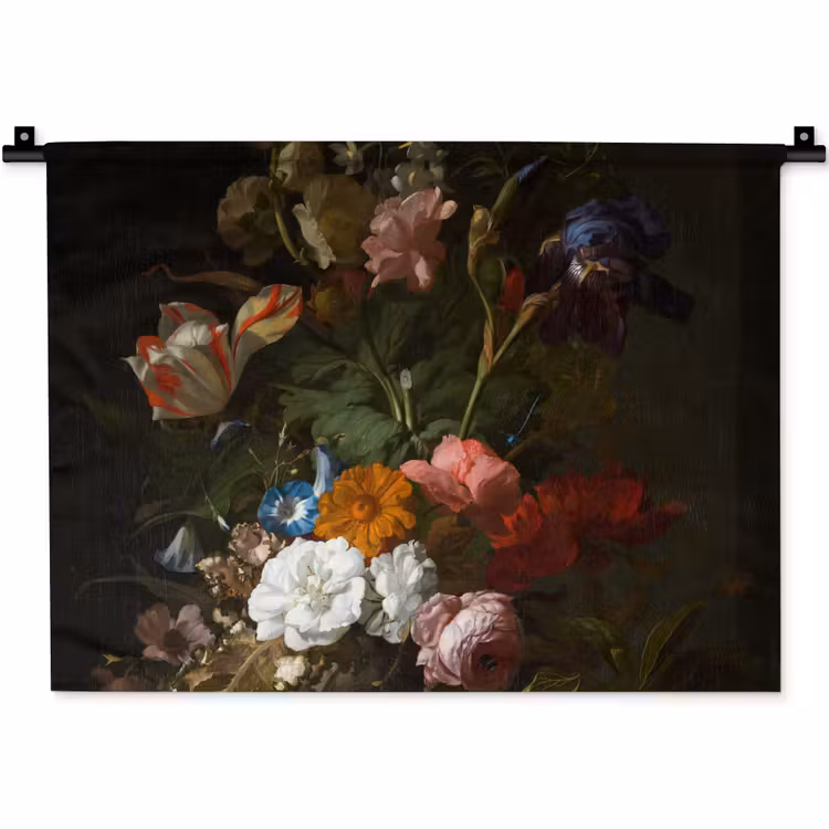 Vaas met bloemen - Schilderij van Rachel Ruysch Wandkleed katoen klein -zz3d