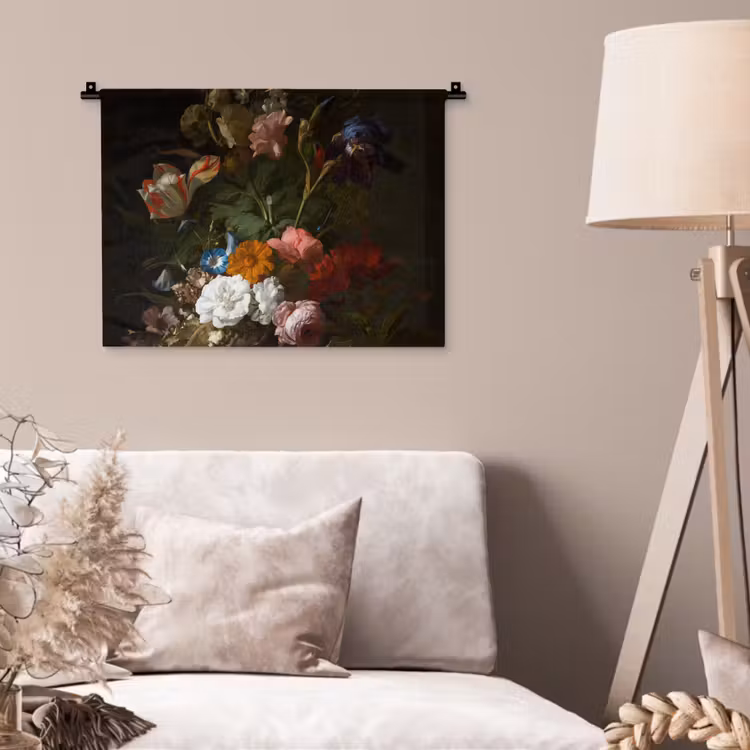Vaas met bloemen - Schilderij van Rachel Ruysch Wandkleed katoen klein -sfeer4