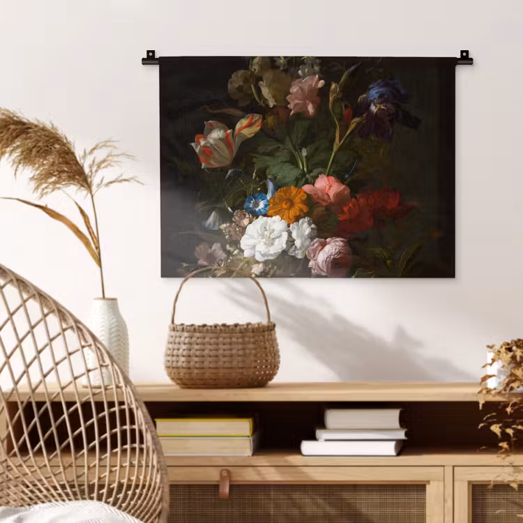 Vaas met bloemen - Schilderij van Rachel Ruysch Wandkleed katoen klein -sfeer5