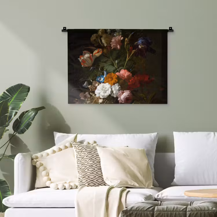 Vaas met bloemen - Schilderij van Rachel Ruysch Wandkleed katoen klein -sfeer7