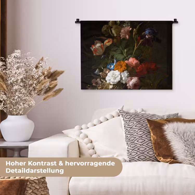 Vaas met bloemen - Schilderij van Rachel Ruysch Wandkleed katoen klein -tsfeer1_DE
