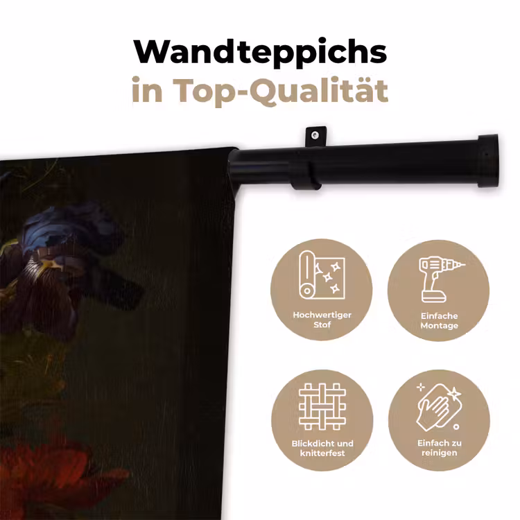 Vaas met bloemen - Schilderij van Rachel Ruysch Wandkleed katoen klein -tsfeer2_DE