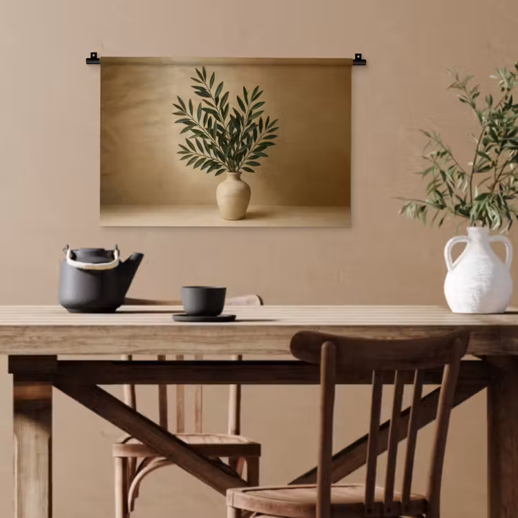 Vaas - Olijftakken - Bladeren - Beige Wandkleed katoen klein -sfeer6