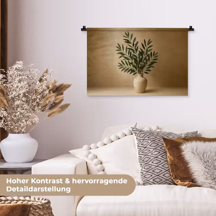 Vaas - Olijftakken - Bladeren - Beige Wandkleed katoen klein -tsfeer1_DE