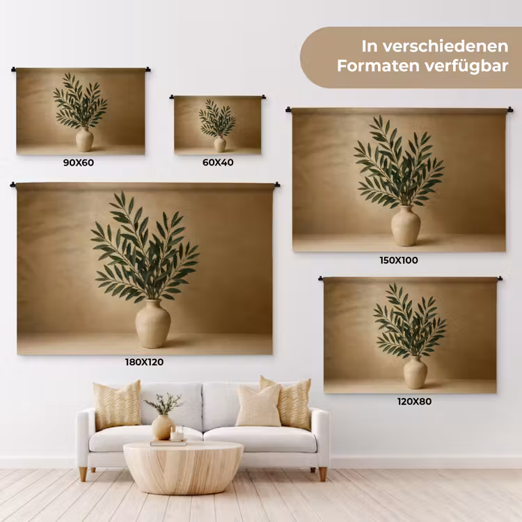 Vaas - Olijftakken - Bladeren - Beige Wandkleed katoen klein -tsfeer8_DE