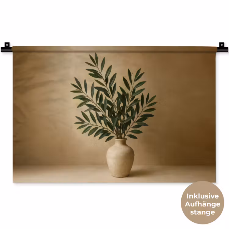 Vaas - Olijftakken - Bladeren - Beige Wandkleed katoen klein -t3d_DE