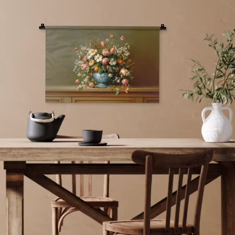 Vaas - Pastel - Kleuren - Bloemen Wandkleed katoen klein -sfeer6