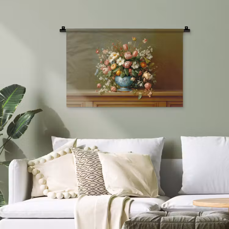 Vaas - Pastel - Kleuren - Bloemen Wandkleed katoen klein -sfeer7