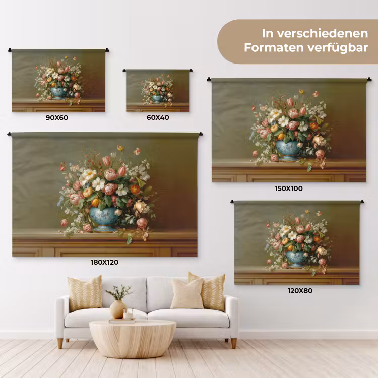 Vaas - Pastel - Kleuren - Bloemen Wandkleed katoen klein -tsfeer8_DE