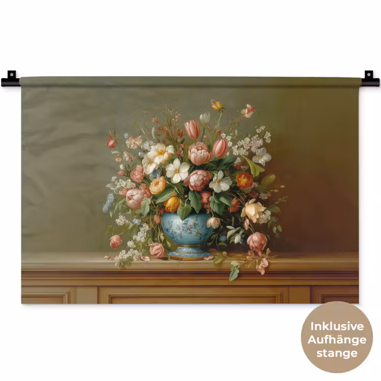 Vaas - Pastel - Kleuren - Bloemen Wandkleed katoen klein -t3d_DE