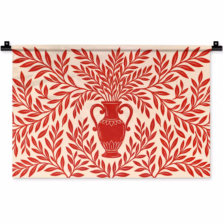Vaas - Planten - Decoratie - Abstract - Rood Wandkleed katoen klein -zz3d