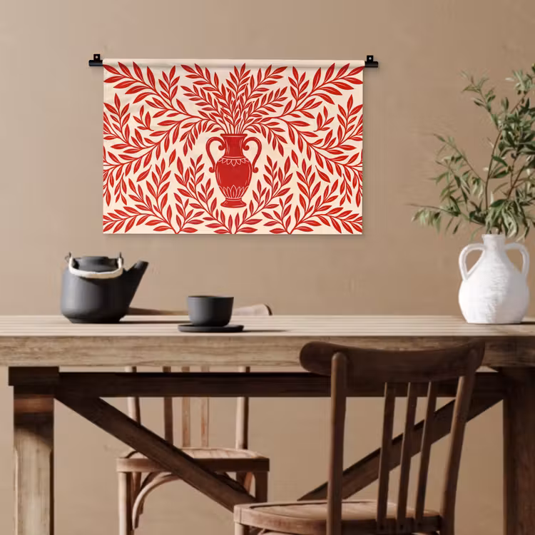 Vaas - Planten - Decoratie - Abstract - Rood Wandkleed katoen klein -sfeer6