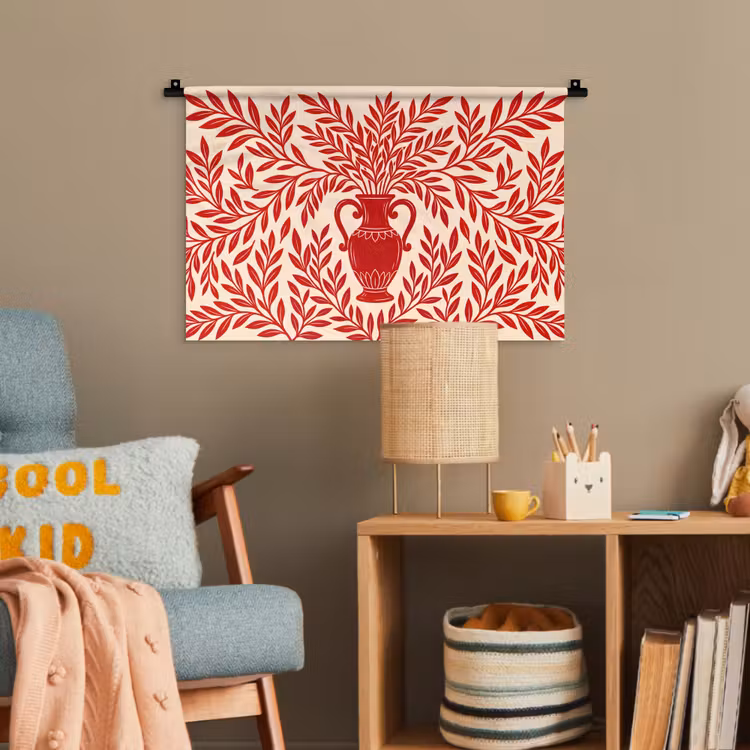 Vaas - Planten - Decoratie - Abstract - Rood Wandkleed katoen klein -wsfeer4_kind