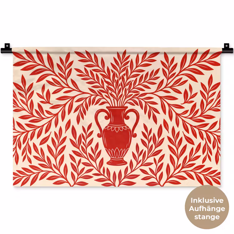 Vaas - Planten - Decoratie - Abstract - Rood Wandkleed katoen klein -t3d_DE