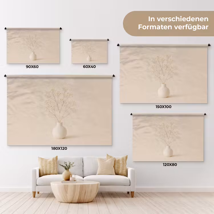 Vaas - Takken - Bloemetjes - Wit Wandkleed katoen klein -tsfeer8_DE