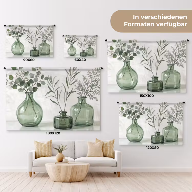 Vazen - Bladeren - Groen Wandkleed katoen klein -tsfeer8_DE