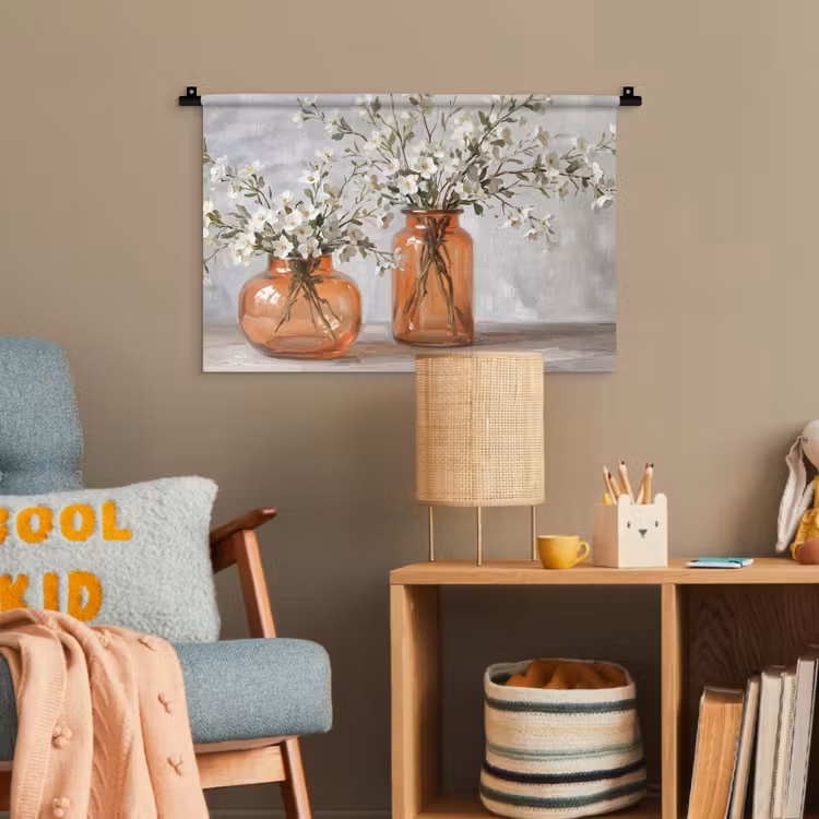 Vazen - Bloemen - Oranje Wandkleed katoen klein -wsfeer4_kind