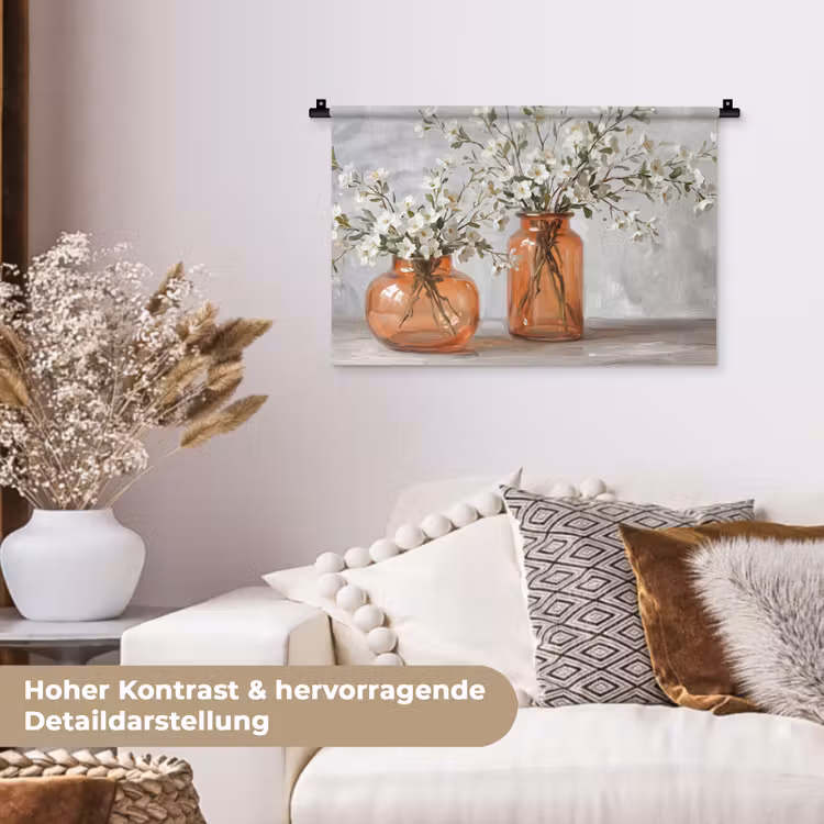 Vazen - Bloemen - Oranje Wandkleed katoen klein -tsfeer1_DE