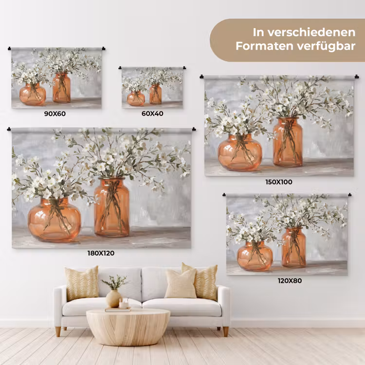 Vazen - Bloemen - Oranje Wandkleed katoen klein -tsfeer8_DE
