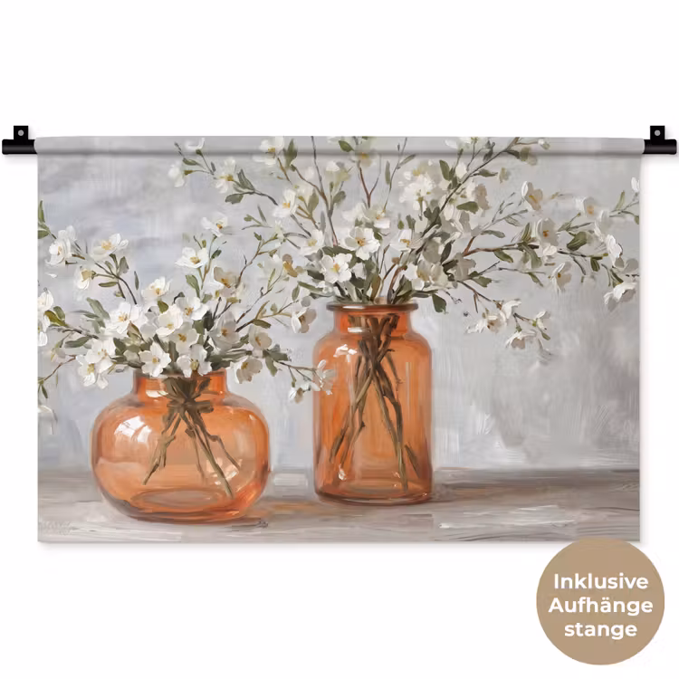 Vazen - Bloemen - Oranje Wandkleed katoen klein -t3d_DE