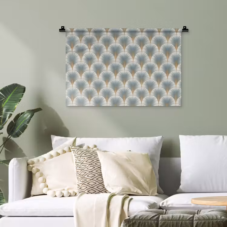 Waaier - Klassiek - Blauw Wandkleed katoen klein 269 -sfeer7