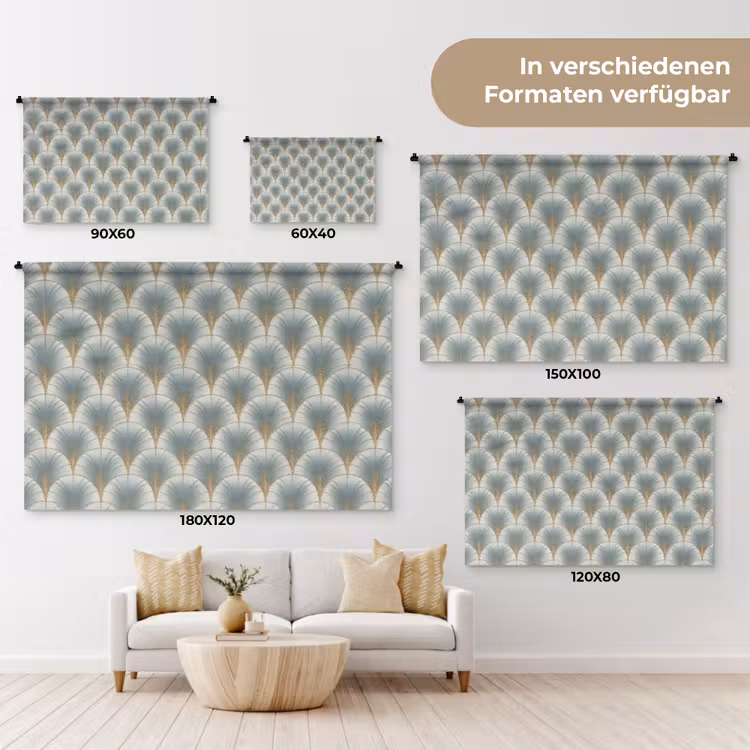 Waaier - Klassiek - Blauw Wandkleed katoen klein 269 -tsfeer8_DE