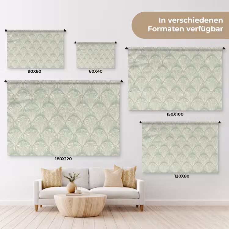 Waaiers - Patroon - Groen Wandkleed katoen klein 269 -tsfeer8_DE