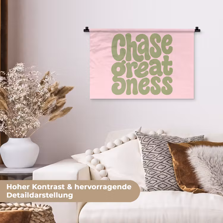 Chase greatness - Groen - Roze - Retro Wandkleed katoen klein -tsfeer1_DE