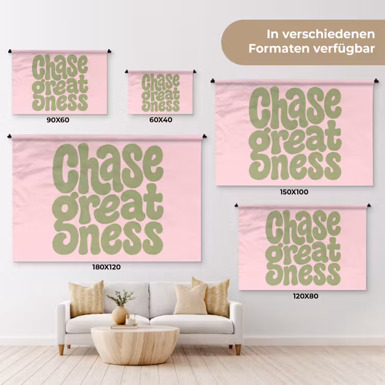 Chase greatness - Groen - Roze - Retro Wandkleed katoen klein -tsfeer8_DE