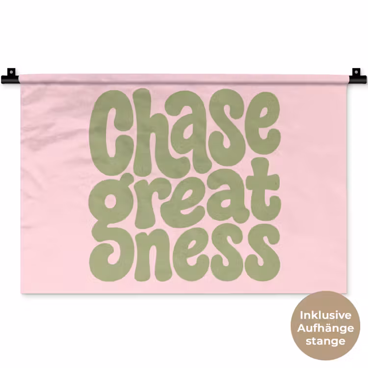 Chase greatness - Groen - Roze - Retro Wandkleed katoen klein -t3d_DE