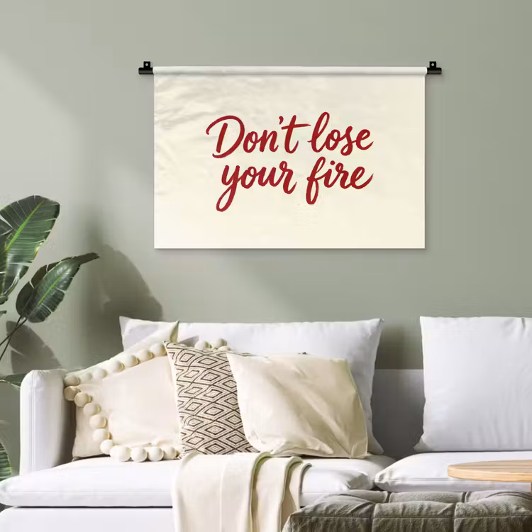 Don't lose your fire - Rood - Wit - Minimalistisch Wandkleed katoen klein -sfeer7