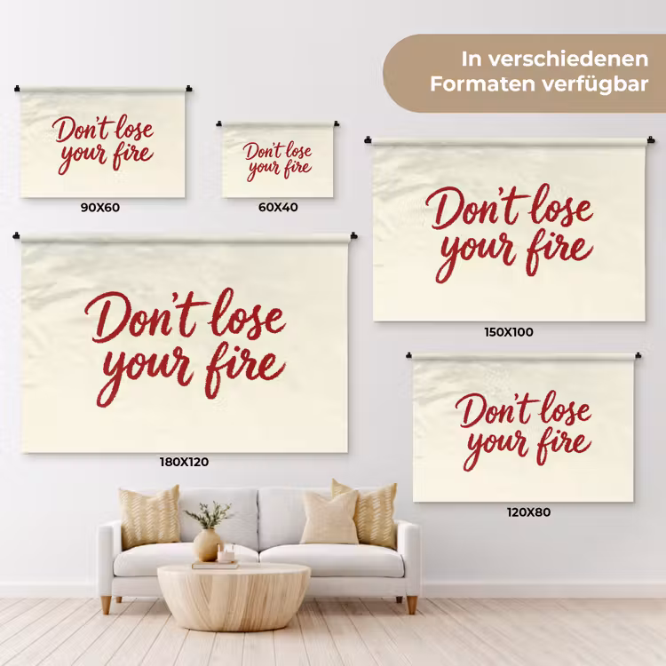 Don't lose your fire - Rood - Wit - Minimalistisch Wandkleed katoen klein -tsfeer8_DE