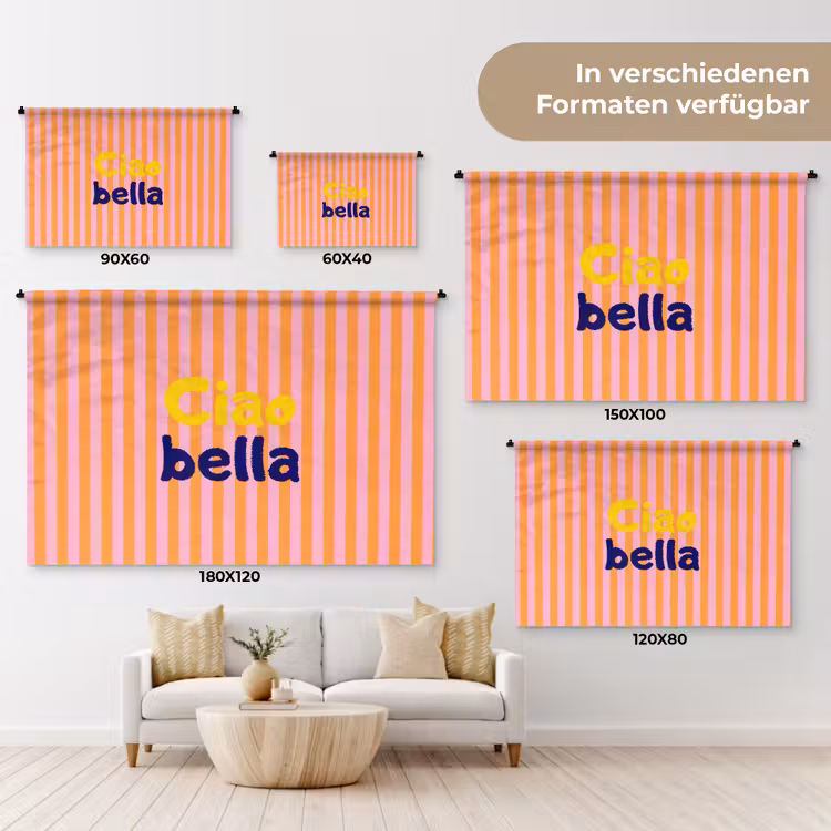Verticaal - Strepen - Oranje - Ciao bella Wandkleed katoen klein -tsfeer8_DE