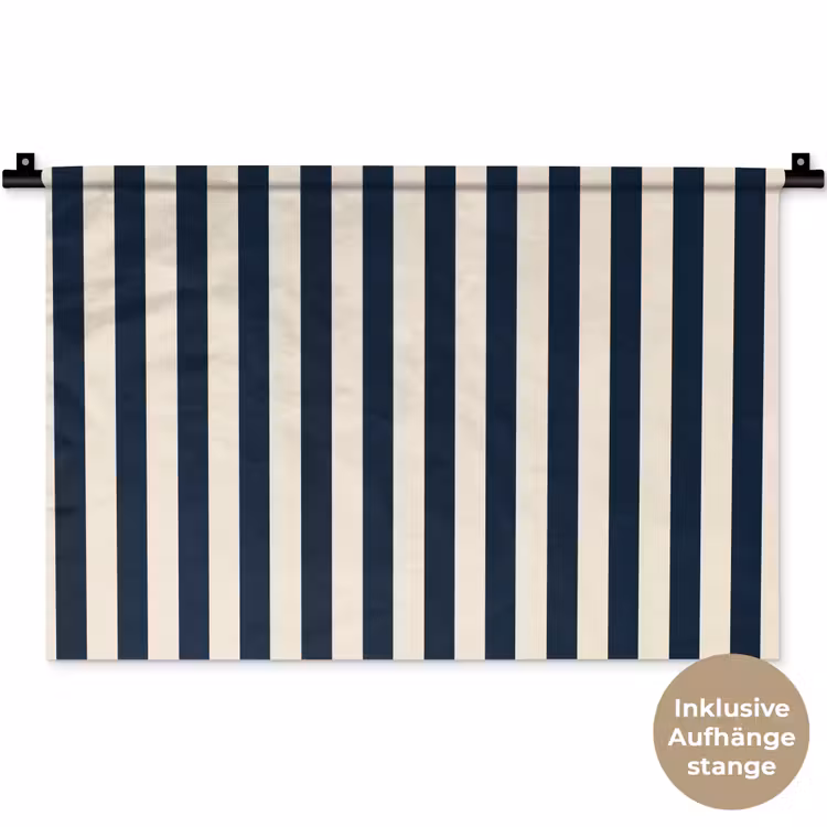 Verticale strepen - Blauw - Crème Wandkleed katoen klein 269 -t3d_DE