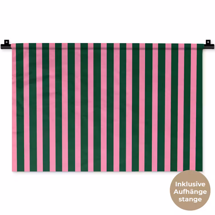 Verticale strepen - Groen - Roze Wandkleed katoen klein 269 -t3d_DE