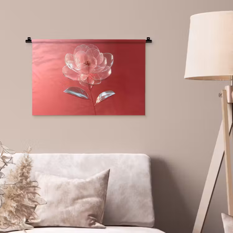 Sierlijk - Bloem - Roze - Glazen Wandkleed katoen klein -sfeer4