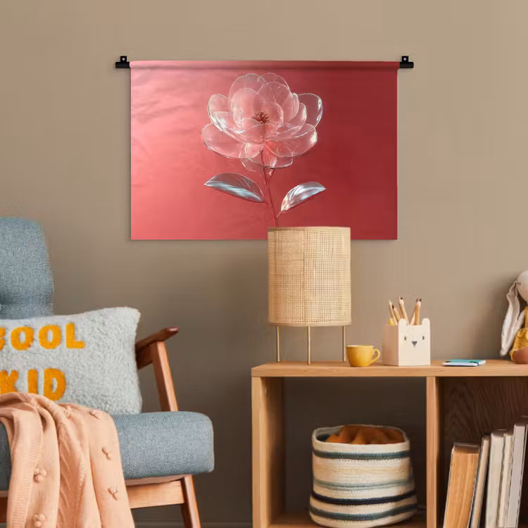 Sierlijk - Bloem - Roze - Glazen Wandkleed katoen klein -wsfeer4_kind