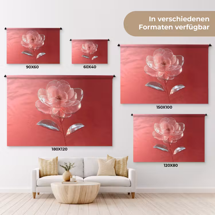 Sierlijk - Bloem - Roze - Glazen Wandkleed katoen klein -tsfeer8_DE