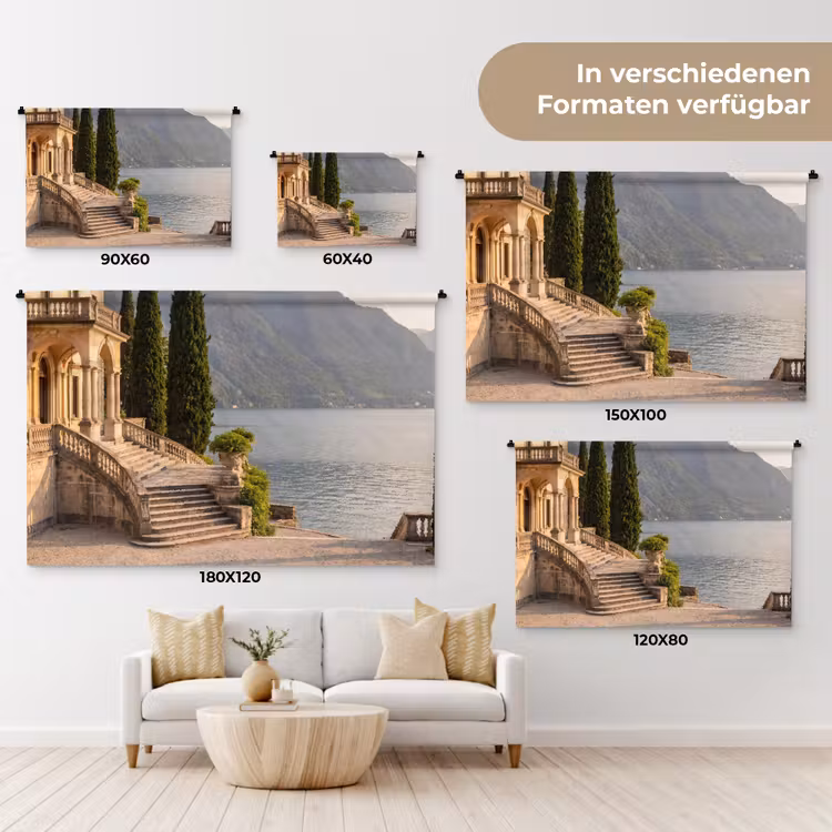 Wandteppich - Villa – Wasser – Treppen - Villa - water -trappen Wandkleed katoen klein