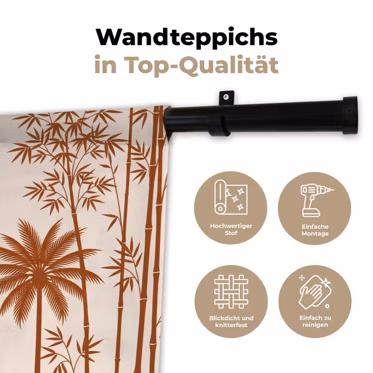 Vogel - Boom - Tropisch - Minimalistisch - Bruin Wandkleed katoen klein -tsfeer2_DE