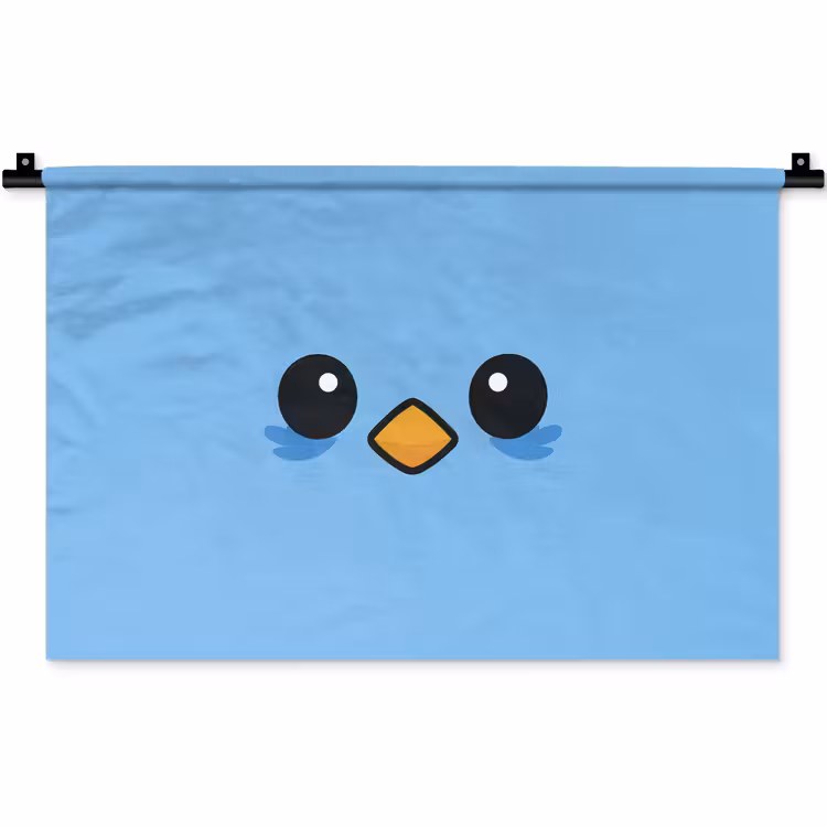 Vogel - Blauw - Eenvoudig Wandkleed katoen klein -zz3d