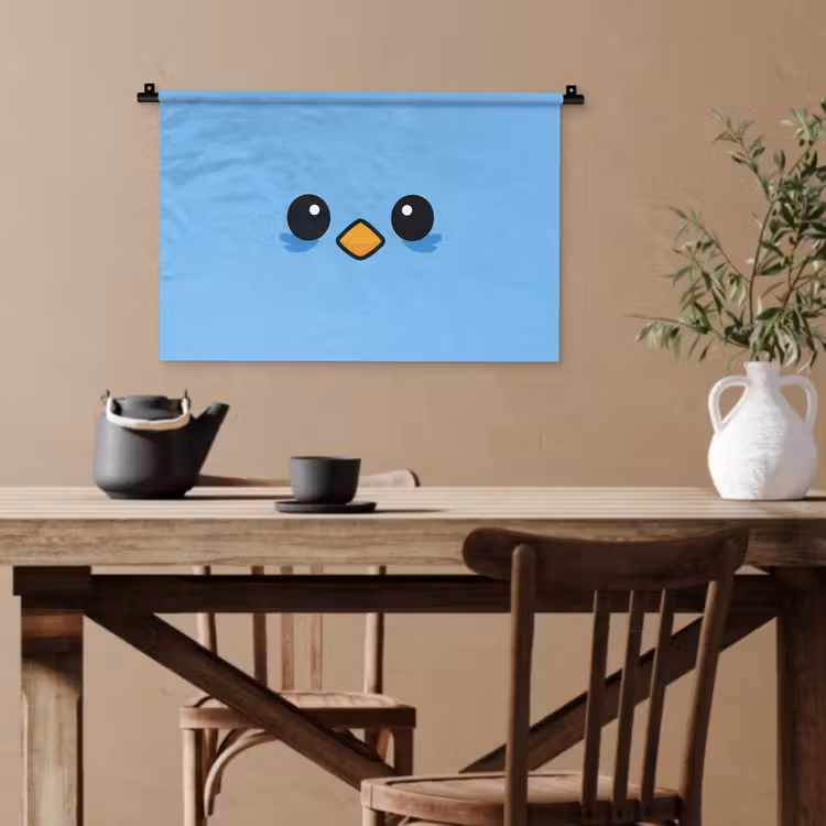 Vogel - Blauw - Eenvoudig Wandkleed katoen klein -sfeer6
