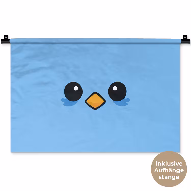 Vogel - Blauw - Eenvoudig Wandkleed katoen klein -t3d_DE