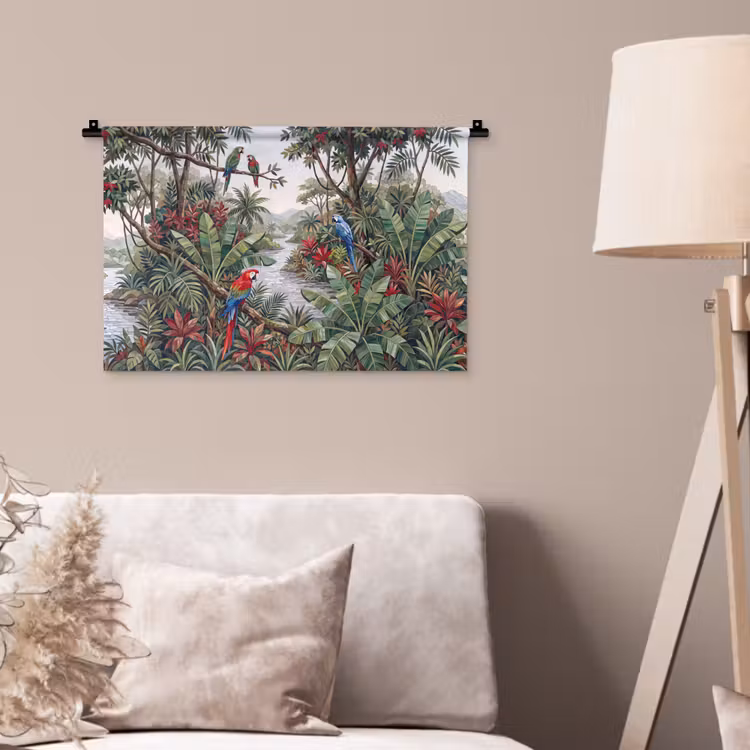 Vogel - Jungle - Natuur - Mozaïek - Groen Wandkleed katoen klein -sfeer4