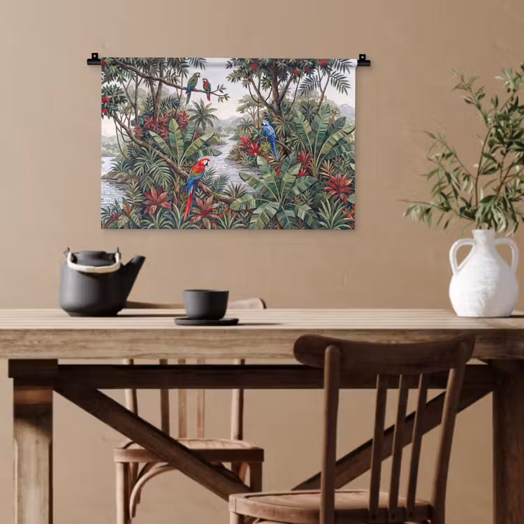 Vogel - Jungle - Natuur - Mozaïek - Groen Wandkleed katoen klein -sfeer6