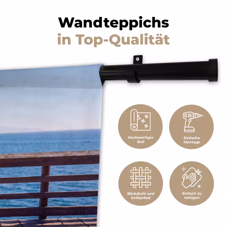 Vogel - Verrekijker - Kust - Zee - Blauw Wandkleed katoen klein -tsfeer2_DE