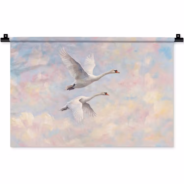 Vogel - Vliegend - Lucht - Modern - Pastel Wandkleed katoen klein -zz3d