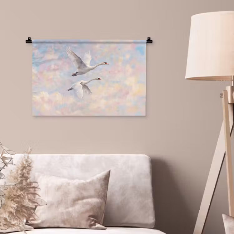 Vogel - Vliegend - Lucht - Modern - Pastel Wandkleed katoen klein -sfeer4