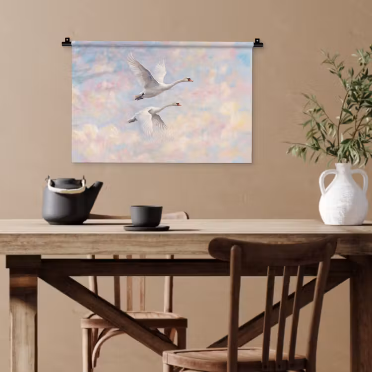 Vogel - Vliegend - Lucht - Modern - Pastel Wandkleed katoen klein -sfeer6